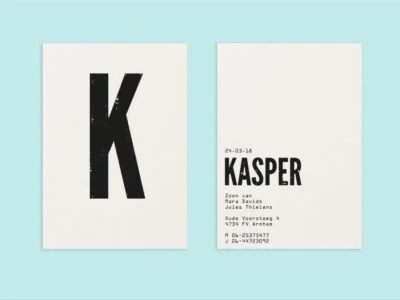 Geboortekaartje zwart wit grote letter