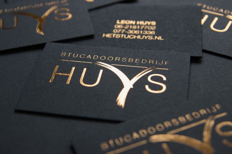 Visitekaartje met koperfolie voor Huys