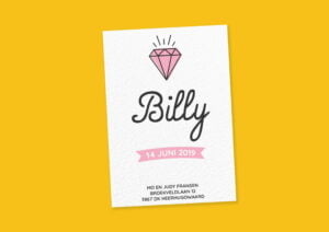 Geboortekaartje strak met diamant