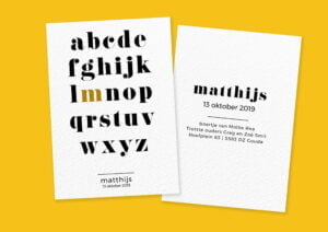 Geboortekaartje model alfabet