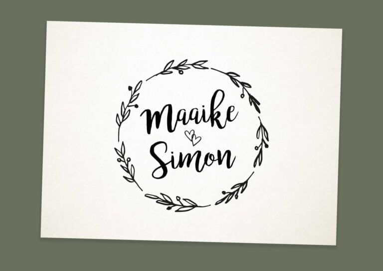 trouwstempel met eigen namen in krans
