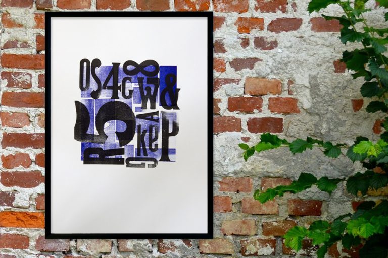 Letterpress poster houten letters