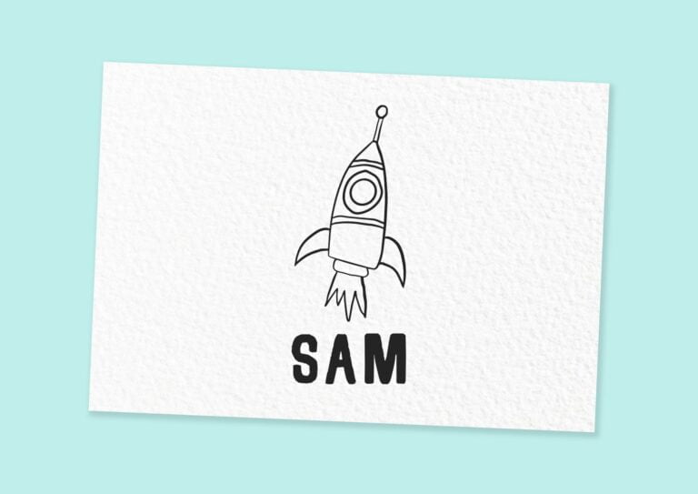 Naamstempel met eigen naam raket