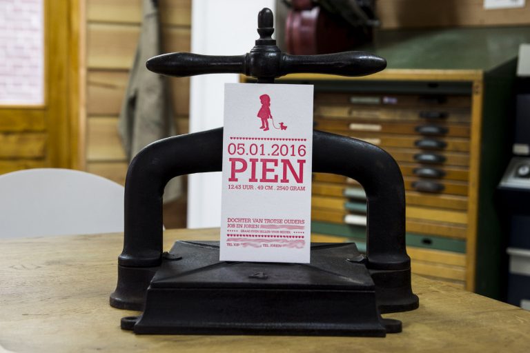 Geboortekaartje op Moinho gerecycled papier