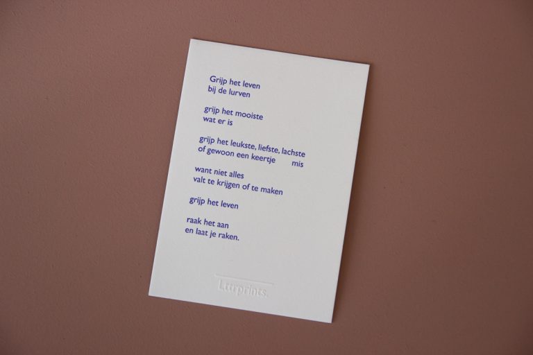 Gedicht handgedrukt Lttrprints