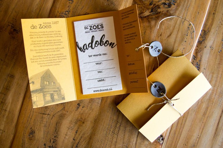 Letterpress kadobon op bierpapier