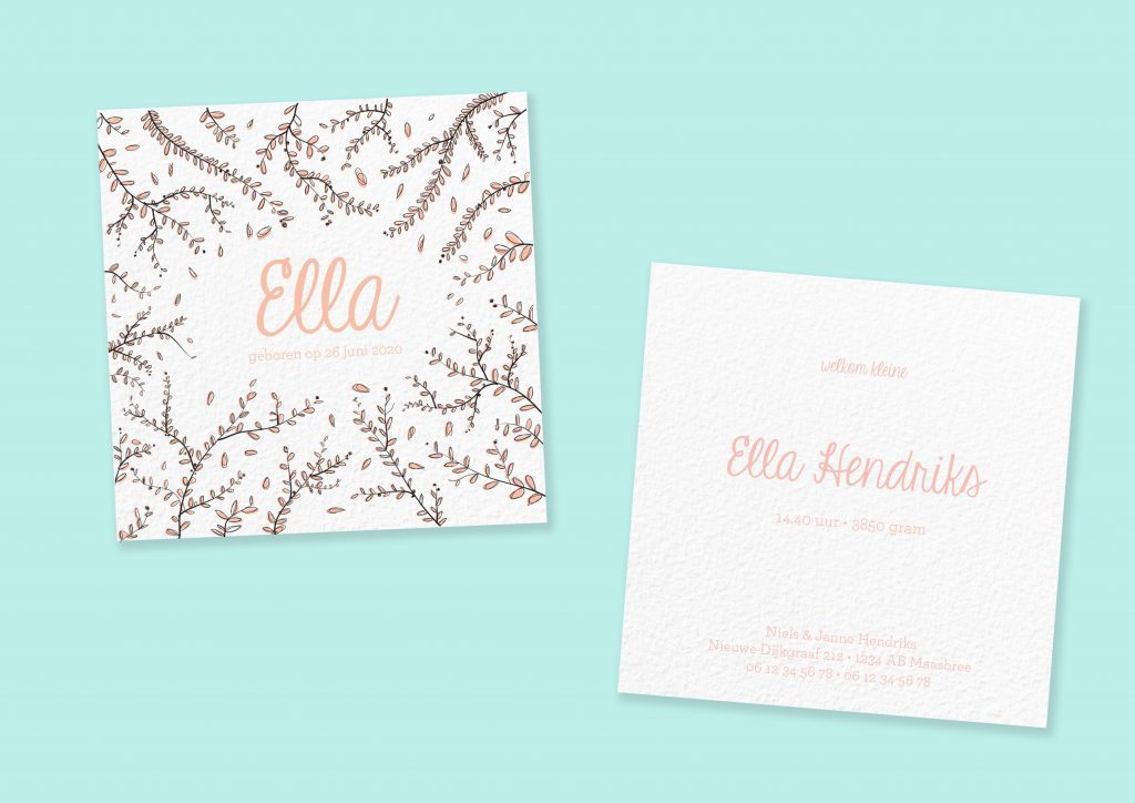 geboortekaartje feisty favourites letterpress ella