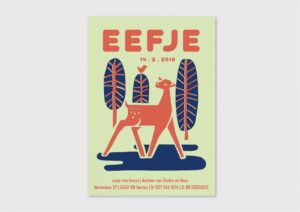 Letterpress geboortekaartje met illustratie van hert