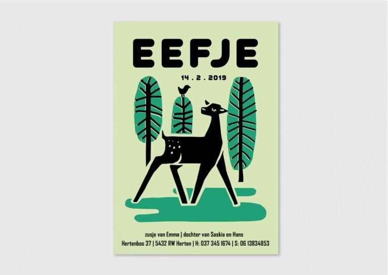 Letterpress geboortekaartje retro look