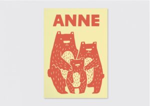 trendy kleurencombinatie geboortekaartje beer