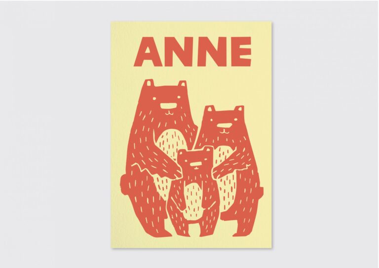 trendy kleurencombinatie geboortekaartje beer