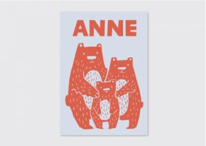 geboortestempel geboortekaartje beertjes rood roze blauw