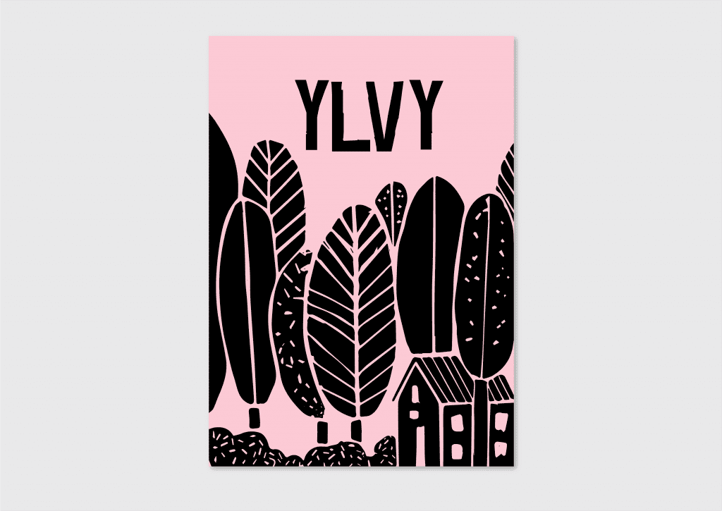 zwart roze geboortekaartje illustratie