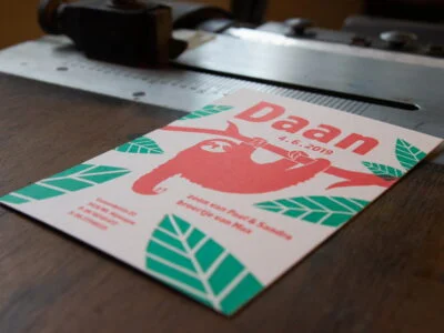 letterpress geboortekaartje colorplan velum white