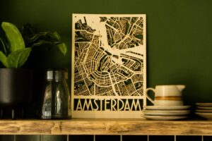 stadsplattegrond amsterdam houten kaart