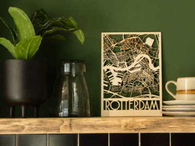 plattegrond rotterdam uit hout gelaserd