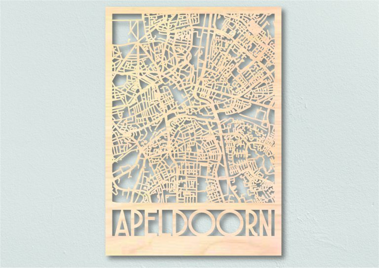 Landkaart hout stadsplattegrond Apeldoorn