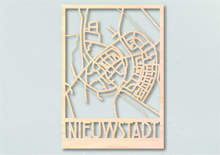 Houten landkaart Nieuwstadt