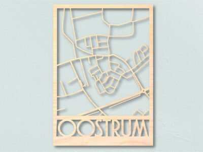 Oostrum-houten-plattegrond-lasergesneden-landkaart-hout-frisfabriek-just-blocks-karakter-prints Landkaart hout Oostrum