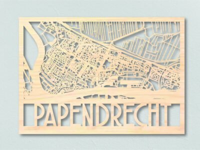 Papendrecht-houten-plattegrond-laten-maken-lasergesneden-frisfabriek-karakter-prints-just-blocks landkaart hout Papendrecht