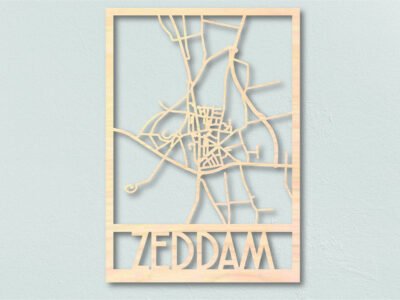 Zeddam-houten-plattegrond-lasergesneden-landkaart-hout-frisfabriek-just-blocks-karakter-prints houten plattegrond Zeddam