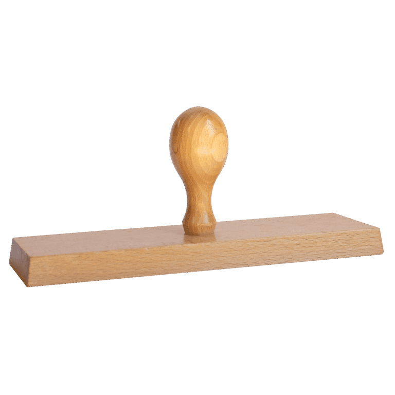 Grote stempel laten maken 6x20cm voor dozen en tassen karakter prints